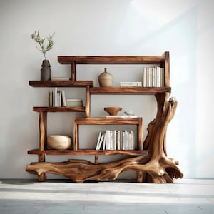 Rustic Bookshelf Wall Bookshelf Wood Display Shelf Statement Furniture High End Decor Housewarming Gift