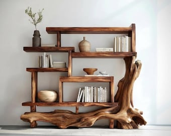 Rustic Bookshelf Wall Bookshelf Wood Display Shelf Statement Furniture High End Decor Housewarming Gift