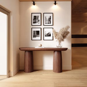 Narrow console table soid wood handmade side table modern console table entryway table decor living room gift