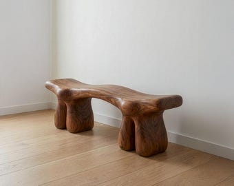 Rustic Wooden Bench Custom Walnut Wood Bench Unique Furniture For Living Room Decor