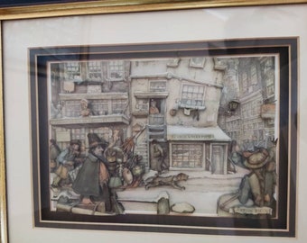 Anton Pieck. Framed Print: Vintage Dutch Market Scene Illustration