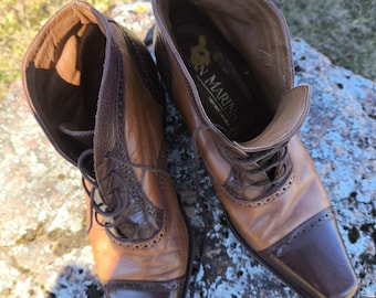 Zapatos de piel vintage San Marina – Hechos en Italia – Zapatos Oxford Brogue marrones, Nota sobre la talla: Marcados como IT 40, más adecuados para un pie estrecho de 39