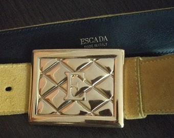 Vintage 90s Escada Leather Suede Brass Crown Grommet Belt 90s Escada Womens 36 Leather Suede Brass Crown Grommet Belt  main image 4