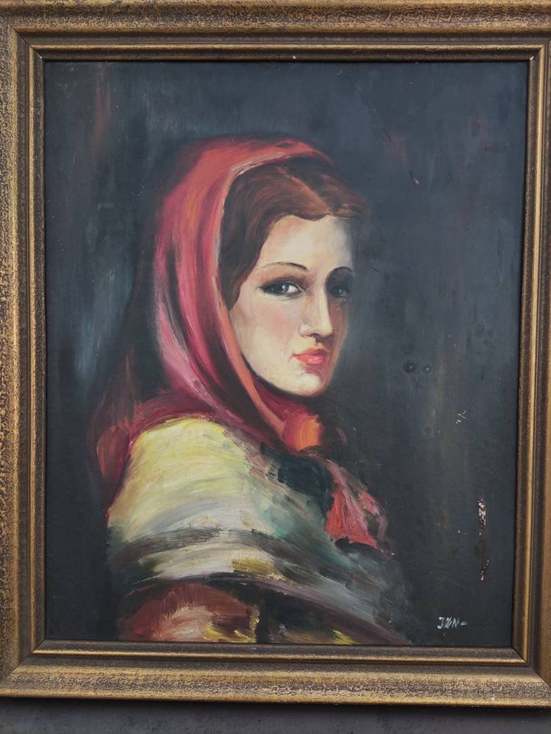 Vintage Oil Portret Painting on Canvas, A Beautiful Lady Portrait Will ...