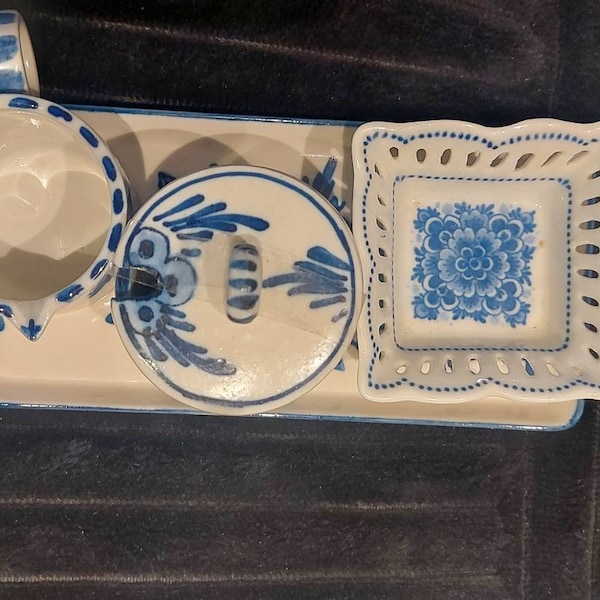 Vintage Delft Blue Holland Duch decorations set, 5 cm, hand painted