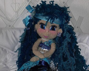 Blue Mermaid wool crocheted 60 cm.