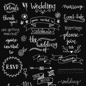 Digital Download - Hand Written Wedding Invitation Save the Date Announcement Vector Set