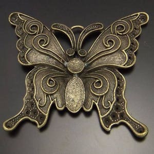 Large Butterfly pendants, butterfly charm pendant bronze antique 55x65mm #3143