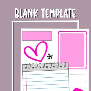 Notas manuscritas de revisión de estudio de NCE / Plantilla rosa de nota en blanco solamente / Plantilla de nota de doodle de TDAH en PDF digital