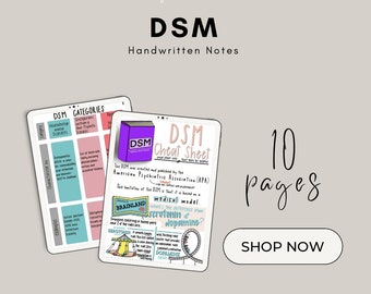 NCE Study Review | Handwritten Notes with graphics | Counseling DSM Info with Crossword | Digital PDF