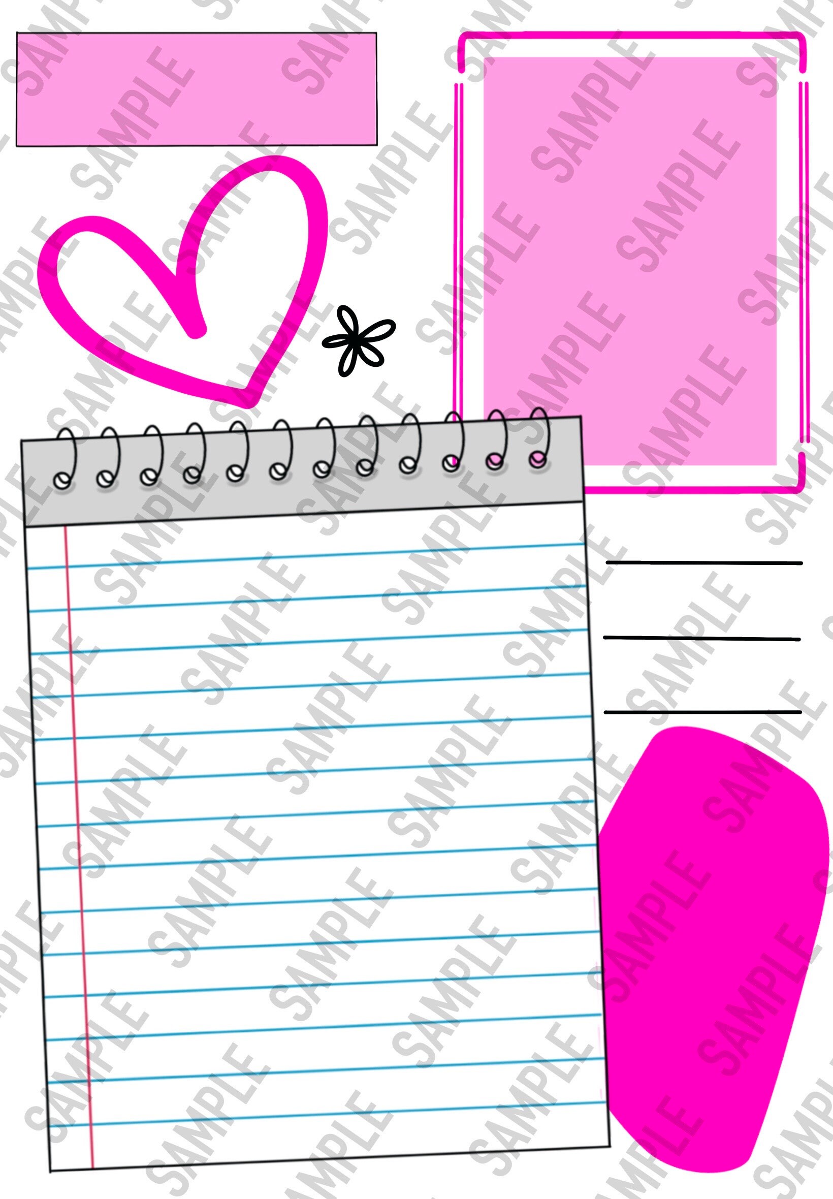 NCE Study Review Handwritten Notes | Blank Note Pink Template Only ...