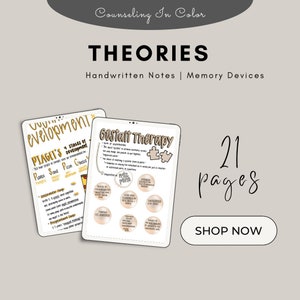NCE Study Review |  Handwritten Notes with graphics | Counseling THEORIES only |  Digital PDF