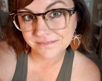 Handmade Suede & Gold Bow Earrings