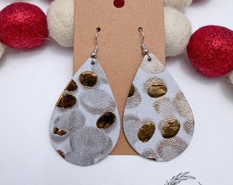 Handmade Genuine Leather Earrings – Elegant gold & silver