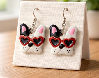 Boston Terrier Earrings | Handmade Polymer Clay Dog Earrings