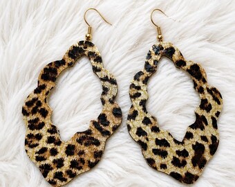 Handmade Genuine Leather Earrings – leopard cut out