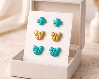 Clover & Bow studs | polymer clay