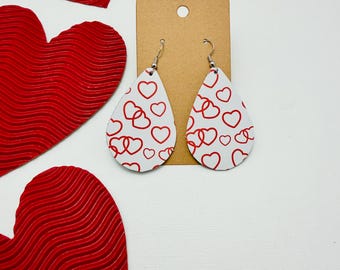 Genuine Leather Handmade Earrings | medium heart outlines
