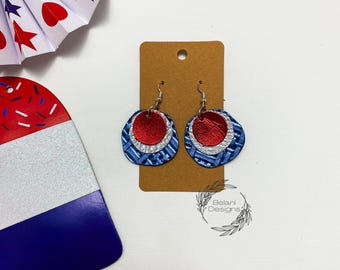 Americana, Patriotic, 4th of July - Genuine Leather Earrings