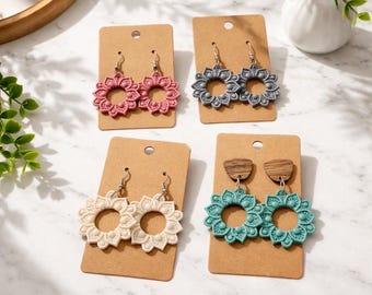 Handmade Clay Mandala Earrings | Lightweight Boho Statement Earrings