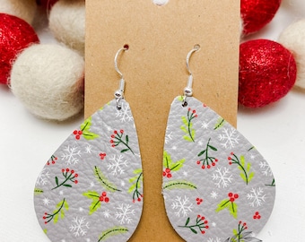 Handmade Genuine Leather Earrings – Holly Jolly