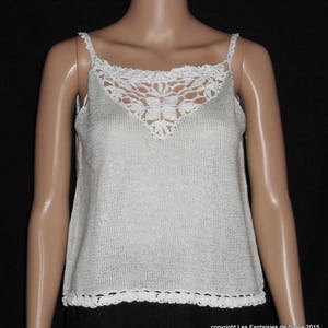 Grün-weißes gestricktes Baumwoll-Tanktop Größe 38