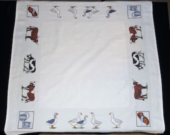 Square embroidered cotton tablecloth