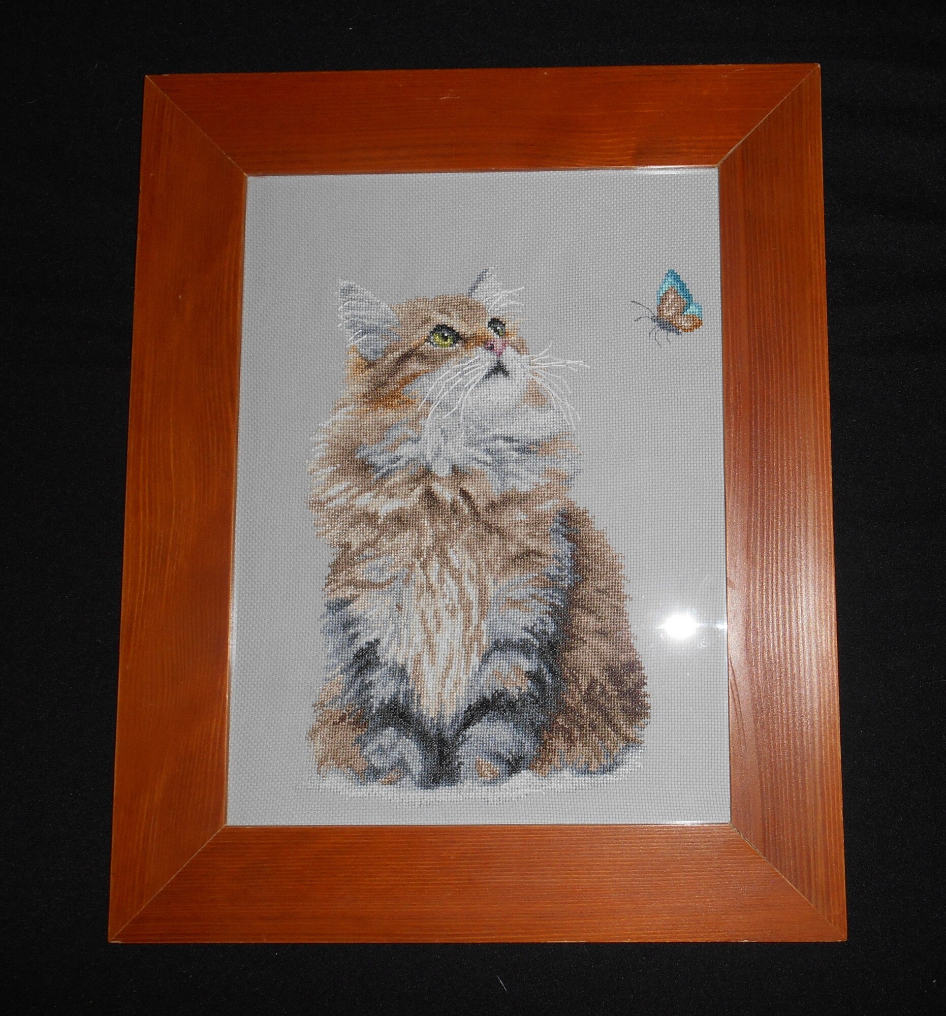 Tableau Broderie Chat en Hiver