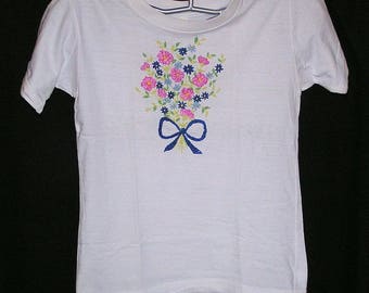 T-shirt pour fille taille 8 ans, broderie Fleurs