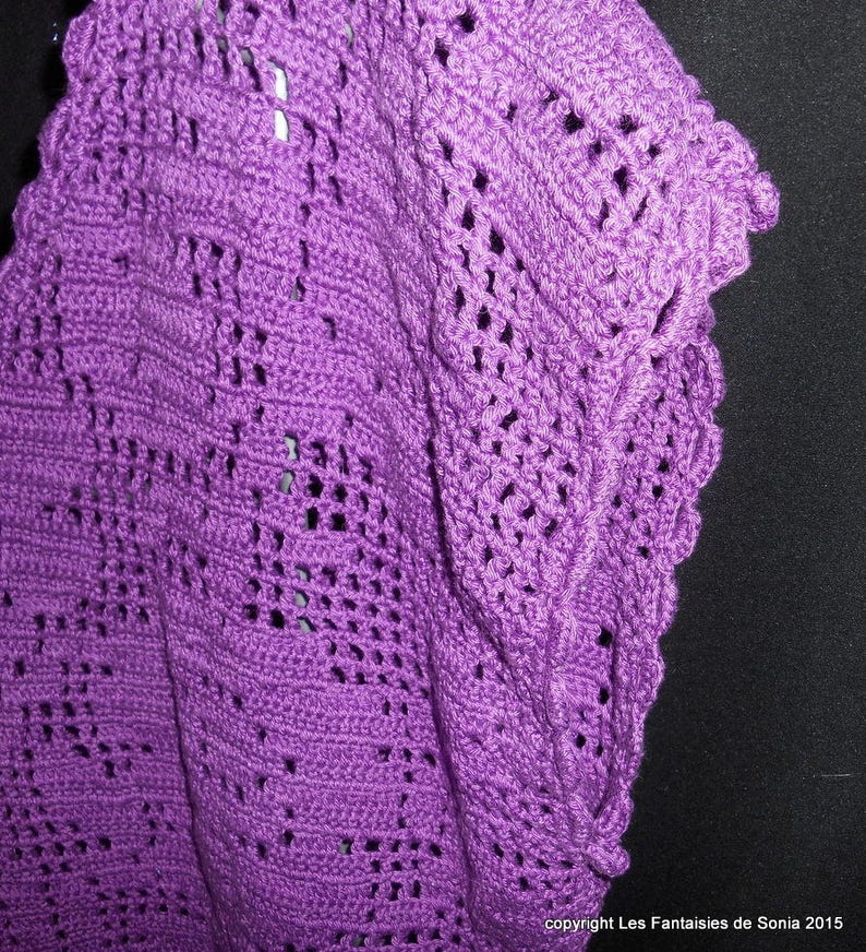 Pull sans manches en coton mauve au crochet taille 44 image 4