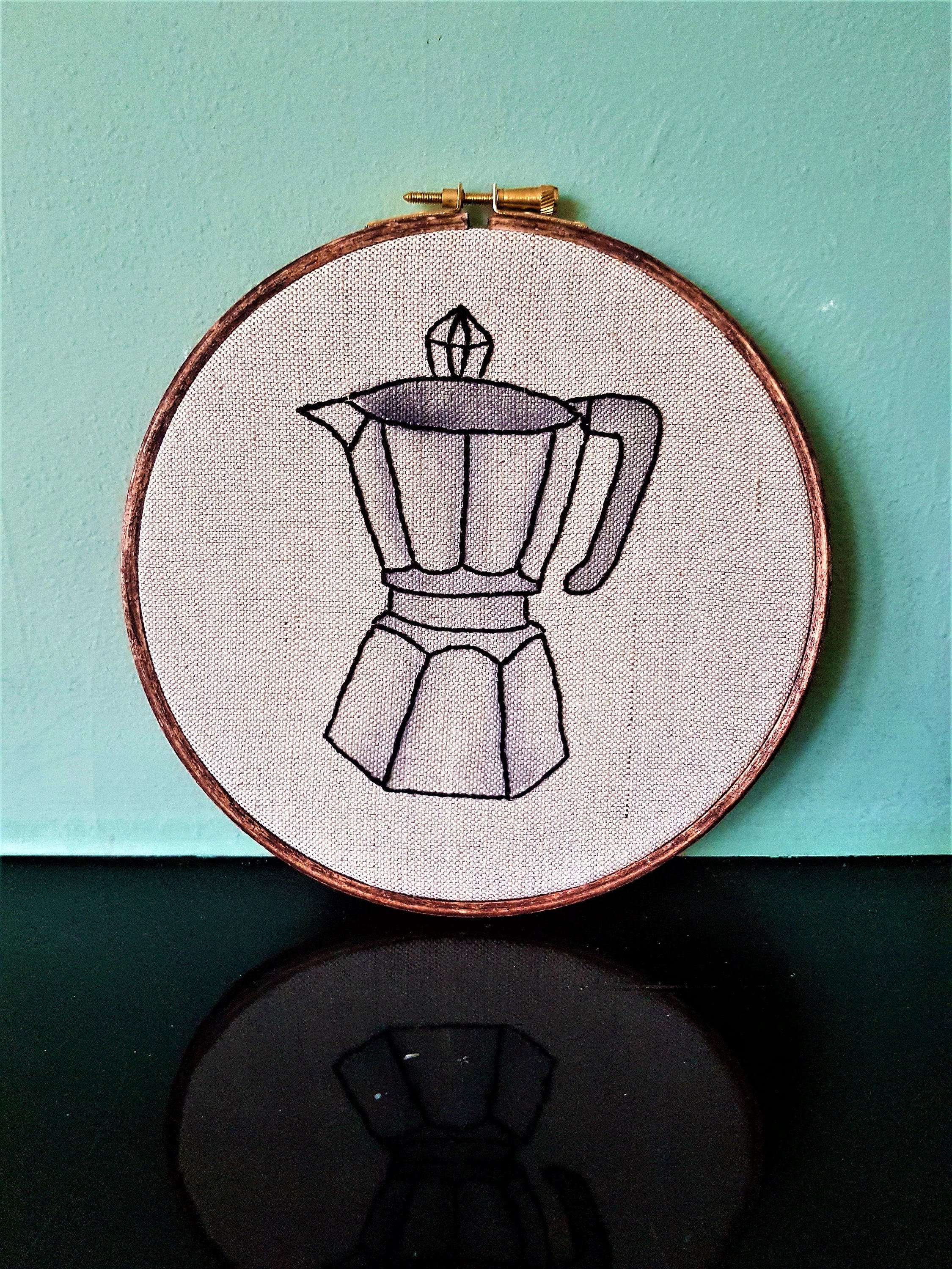 Café aro arte cafetera cofee pared arte cartel de café bordado | Etsy