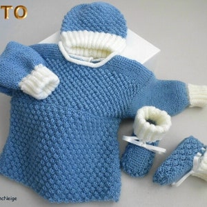 TUTORIAL tu-420 – 3 sizes on the same pdf - baby knitting pattern, Explanations Bralette hat slippers in knitting pattern tutorial