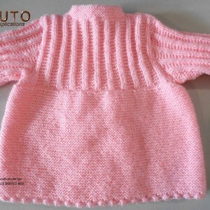 TUTO tu-146 6 months baby knitting sheet, baby knitting explanations, coat or jacket dress and baby hat handmade knit baby clothes image 9