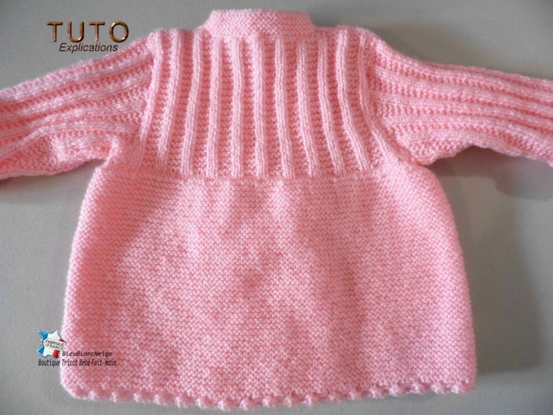 TUTO tu-146 6 months baby knitting sheet, baby knitting explanations, coat or jacket dress and baby hat handmade knit baby clothes image 9