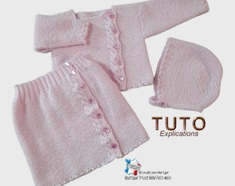 tu-163- 6 months pink bralette set skirt explanations in FRENCH baby knitting – NOT in English
