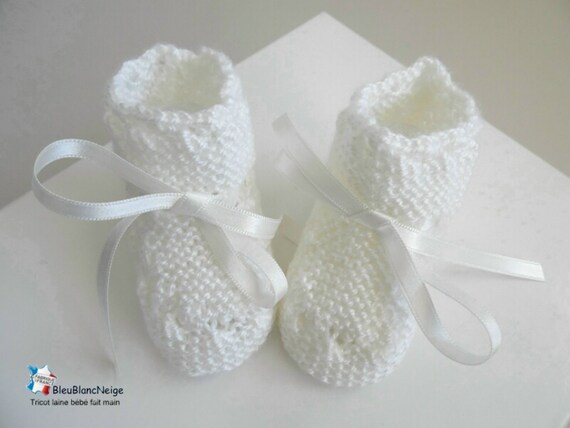 1 Month Old Wool Pudding Slipper Ivory Ribbon For Baby Girl Etsy