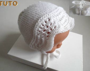 TUTORIAL TU-004 – Explanations 1 month crush or baby girl wool hat hand knitted bb knitting tutorial in digital pdf download