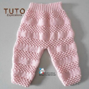 TUTORIAL tu-147 1 month baby knitting sheet, explanations bra bloomer pants hat and slippers baby layette handmade knit image 3