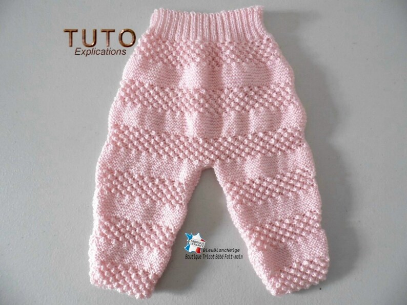 TUTORIAL tu-147 1 month baby knitting sheet, explanations bra bloomer pants hat and slippers baby layette handmade knit image 3