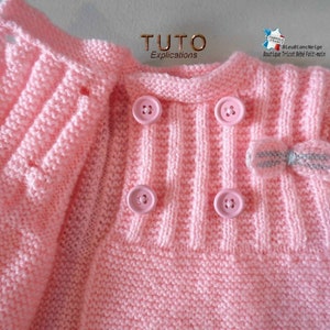 TUTO tu-146 6 months baby knitting sheet, baby knitting explanations, coat or jacket dress and baby hat handmade knit baby clothes image 8