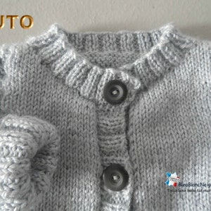 TUTO tu-422 3 sizes on the same pdf baby knitting sheet, Explanations Cardigan hat booties tutorial knitting pattern image 5