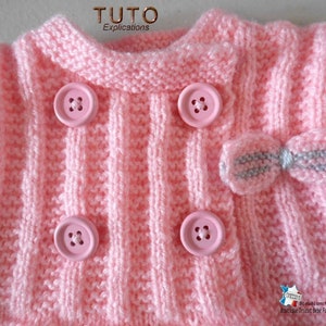 TUTO tu-146 6 months baby knitting sheet, baby knitting explanations, coat or jacket dress and baby hat handmade knit baby clothes image 7