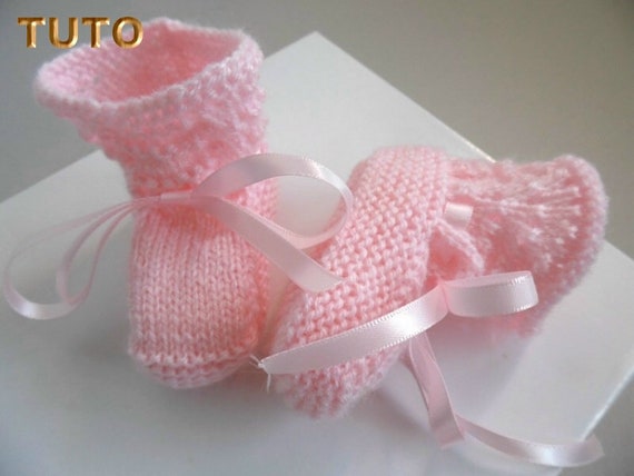 Tuto Tu 009 Explications Des Chaussons Bebe Tricotes Main Etsy India