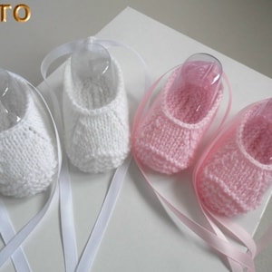 TUTORIAL TU-002 Explanations of hand-knitted baby girl ballerina slippers bb N-1m knitting tutorial in digital pdf download image 1