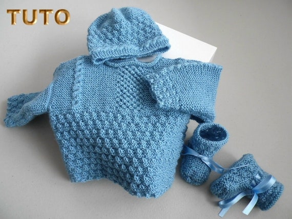 Tuto Tu 029 1m Pdf Tricot Bebe Ensemble Bleu Complet Tricot Etsy