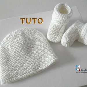 TUTO tu-402 3 tailles Préma à Naissance ou Reborn fiche tricot bébé Explication brassière bloomer bonnet et chaussons layette tricot bb image 3