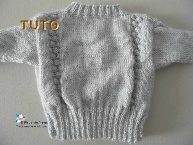 TUTO tu-422 3 sizes on the same pdf baby knitting sheet, Explanations Cardigan hat booties tutorial knitting pattern image 6