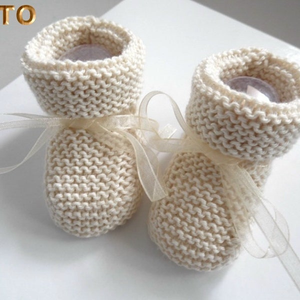 TUTO TU-007 – Explications des chaussons naissance bébé tricotés main tutoriel tricot bb avec photos en téléchargement numérique pdf