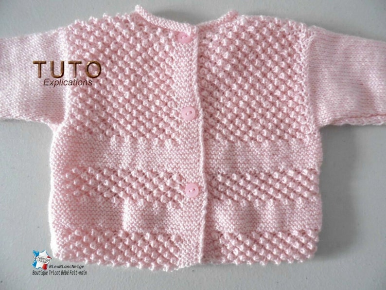 TUTORIAL tu-147 1 month baby knitting sheet, explanations bra bloomer pants hat and slippers baby layette handmade knit image 6