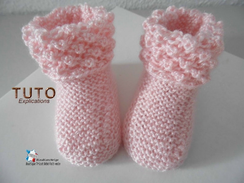 TUTORIAL tu-147 1 month baby knitting sheet, explanations bra bloomer pants hat and slippers baby layette handmade knit image 9